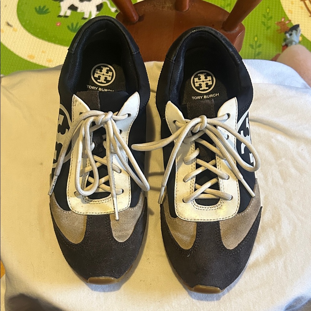 Tory Burch Black and Cream Sneakers